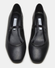 MURAL Black Leather Mary Jane Block Heel Square-Toe Women's Heel