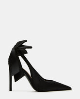 TEACUP Black Satin Women's Pointed-Toe Slingback Heel