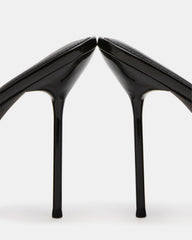 DAVINA Black Patent Rounded Open-Toe Mule Stiletto Women's Heel