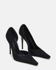 ELEGANT Black Ruched Pointed-Toe Stiletto Pump Women's Heel