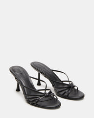 EDNA Black Leather Strappy Mule Women's Heel