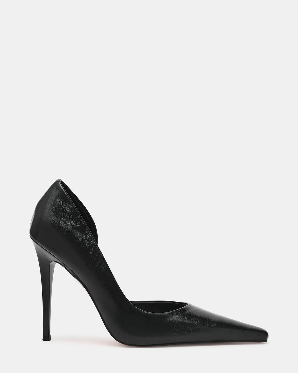ELEGANT Black Leather Pointed-Toe Stiletto Pump Women's Heel