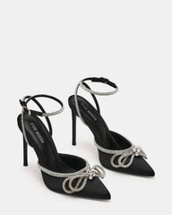 VIABLE Black Women's Rhinestone-Embellished Stilettos