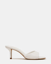 KENDRIX White Leather Mule Stiletto Women's Heel