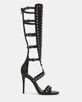 COMPOSURE Black Studs Strappy Stiletto Buckles Women's Heel