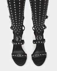 COMPOSURE Black Studs Strappy Stiletto Buckles Women's Heel