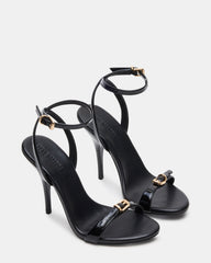 FOXX Black Patent Strappy Stiletto Open-Toe Women's Heel