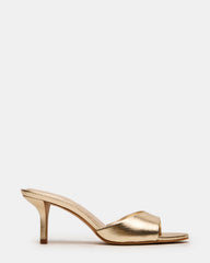 KENDRIX Gold Leather Mule Stiletto Women's Heel