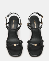 POSY Black Gold-Detail Strappy Square-Toe Women's Heel