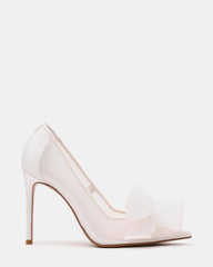 TAFFY White Bow Pointed-Toe Stiletto Pump Women's Heel