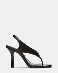 IMPROV Black Leather Square-Toe Thong Slingback Women's Heel