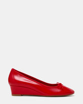 KLUTZY Red Patent Ballet Wedge Bow Round-Toe Women's Heel
