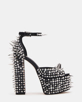 PUNK Black Platform Moto Block Heel Women's Heel