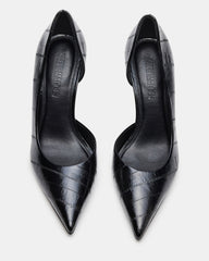 NULA Black Eel Pointed-Toe Stiletto Pump Women's Heel