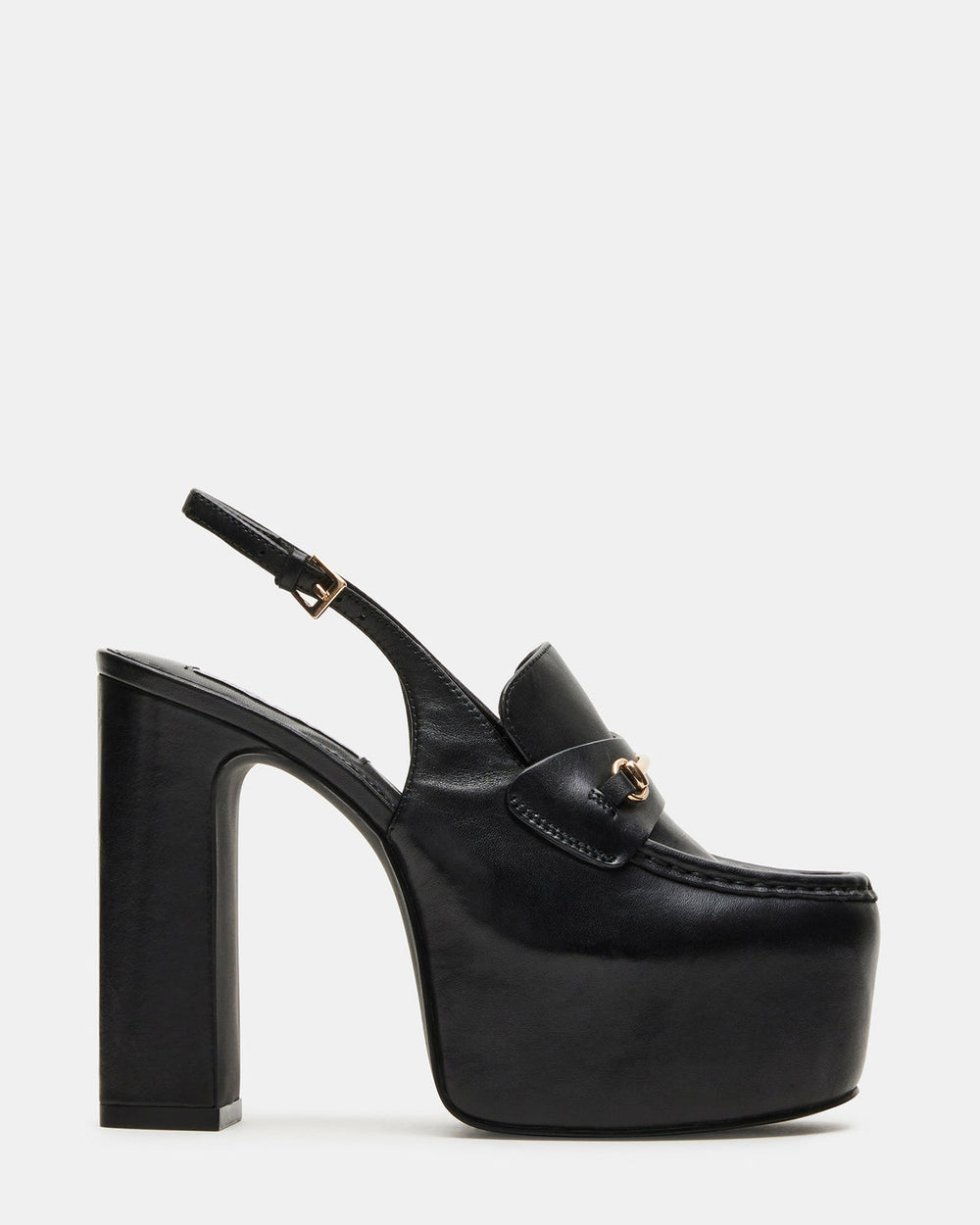 QUINN Black Leather Platform Slingback Heel | Women's Heels