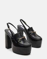 QUINN Black Leather Platform Slingback Heel | Women's Heels