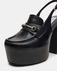 QUINN Black Leather Platform Slingback Heel | Women's Heels