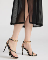 TIA Zebra Open-Toe Stiletto Women's Heel