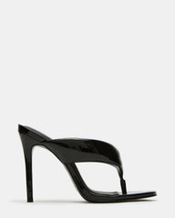 SABINE Black Patent Thong Mule Women's Heel