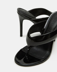 SABINE Black Patent Thong Mule Women's Heel