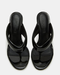 SABINE Black Patent Thong Mule Women's Heel