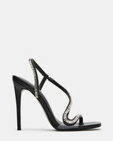 NESSA Black Square Toe Rhinestone Stiletto Heel | Women's Heels
