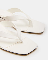 TRACIE White Leather Thong Strap Women's Kitten Heel
