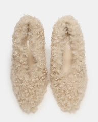 ACHILLES Off-White Pointed-Toe Faux Fur Stiletto Women's Heel