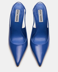 REYES Blue Leather Slingback Stiletto Pointed-Toe Pump Women's Heel