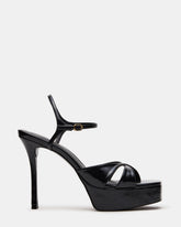 SCARLET Black Square-Toe Strappy Platform Women's Heel