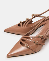 LIANA Mocha Women's Slingback Pointed-Toe Low Heel