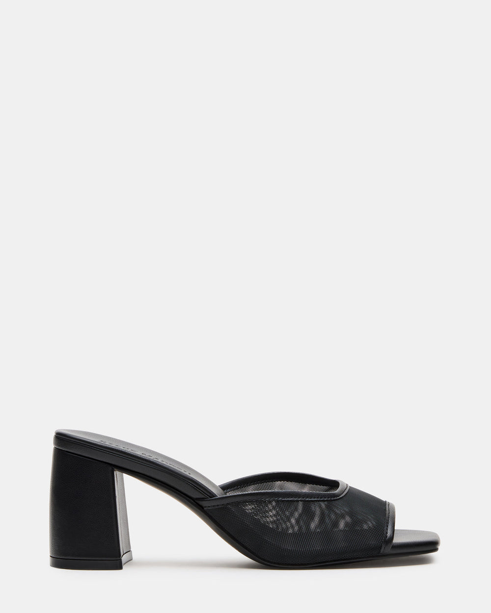MADAME Black Square-Toe Mesh Mule Women's Heel