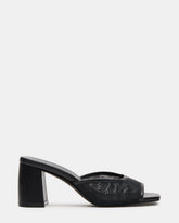 MADAME Black Square-Toe Mesh Mule Women's Heel