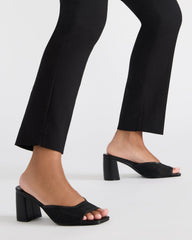MADAME Black Square-Toe Mesh Mule Women's Heel