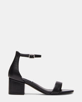 IRENEE Black Leather Women's 2 Inch Block Heel
