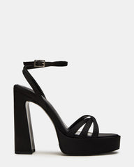 FLEET Black Strappy Platform Block Heel | Women's Heels