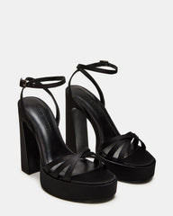 FLEET Black Strappy Platform Block Heel | Women's Heels