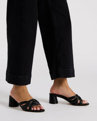 MARANO Black Leather Women's Mule Block Heel