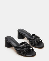 MARANO Black Leather Women's Mule Block Heel