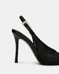 PRESCOTT Black Mesh Women's Slingback Stiletto Heel