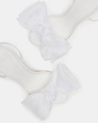 RADIANCE White Strappy Stiletto Bow Women's Heels