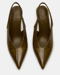 ANDROMEDA Green Crocodile Slingback Pointed-Toe Stiletto Pump Women's Heel