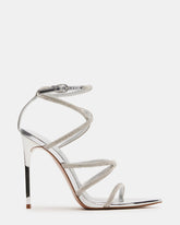 SKY Silver Strappy Rhinestone Stiletto Heel | Women's Heels