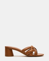 MARANO Tan Leather Women's Mule Block Heel