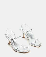 LOCKE Silver Women's Dainty Strappy Square Toe Heel