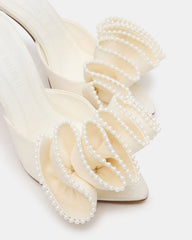 AFFINITY Pearl Ivory Satin Pointed-Toe Stiletto Mule Women's Heel
