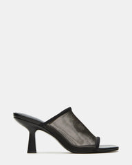 GLEAM Black Women's Square-Toe Mule Heel