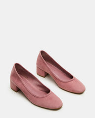 MOLLIE Mauve Suede Ballet Women's Block Heels