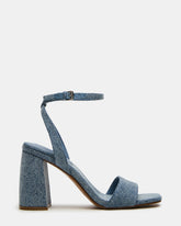 MESSA Denim Fabric Women's Square-Toe Block Heel