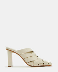 NAKITA White Square-Toe Woven Mule Women's Heel